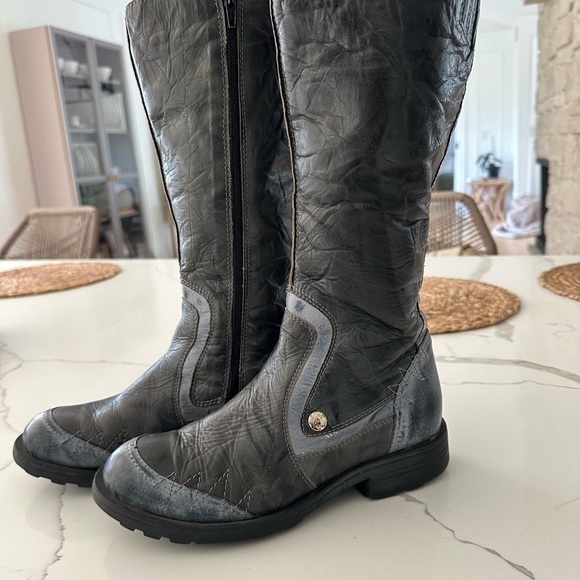 Vintage 100% Leather Designer Boots Blue Washed Ridding  Zip Boots EU 38 US 7.5 - Picture 3 of 7